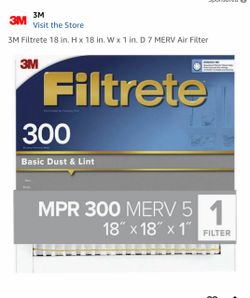3M Filtrete 300 Air Filter 18x18x1
