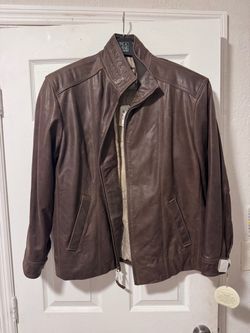 Jos A Bank  Mens Large Dark Brown Leather Jacket New ,(msrp 750$)