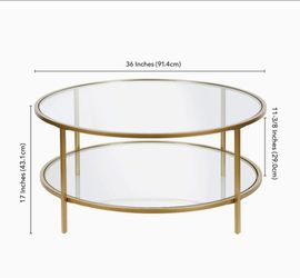 Round Glass Coffee Table with Gold Frame