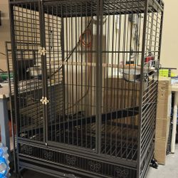 Heavy Duty Extra Large 40” x 30” x 70”H Parrot Bird Play Perch Stand Top On Wheels 