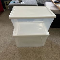 Set of 2 Sterilite Clear Storage Bins with White Lids L23" x W16" x H12"
