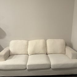 89 Inch Off White Boucle Couch