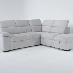 Light Gray Sleeper Sofa, Ottoman 