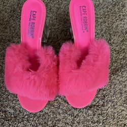 Pink Fuzzy Heels Size 9