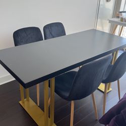 Gold And Black Rectangle Dining Table
