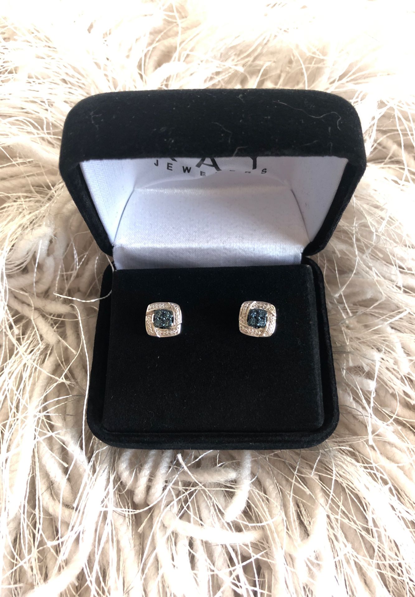 NEW Blue diamond Earrings-Kay Jewelers