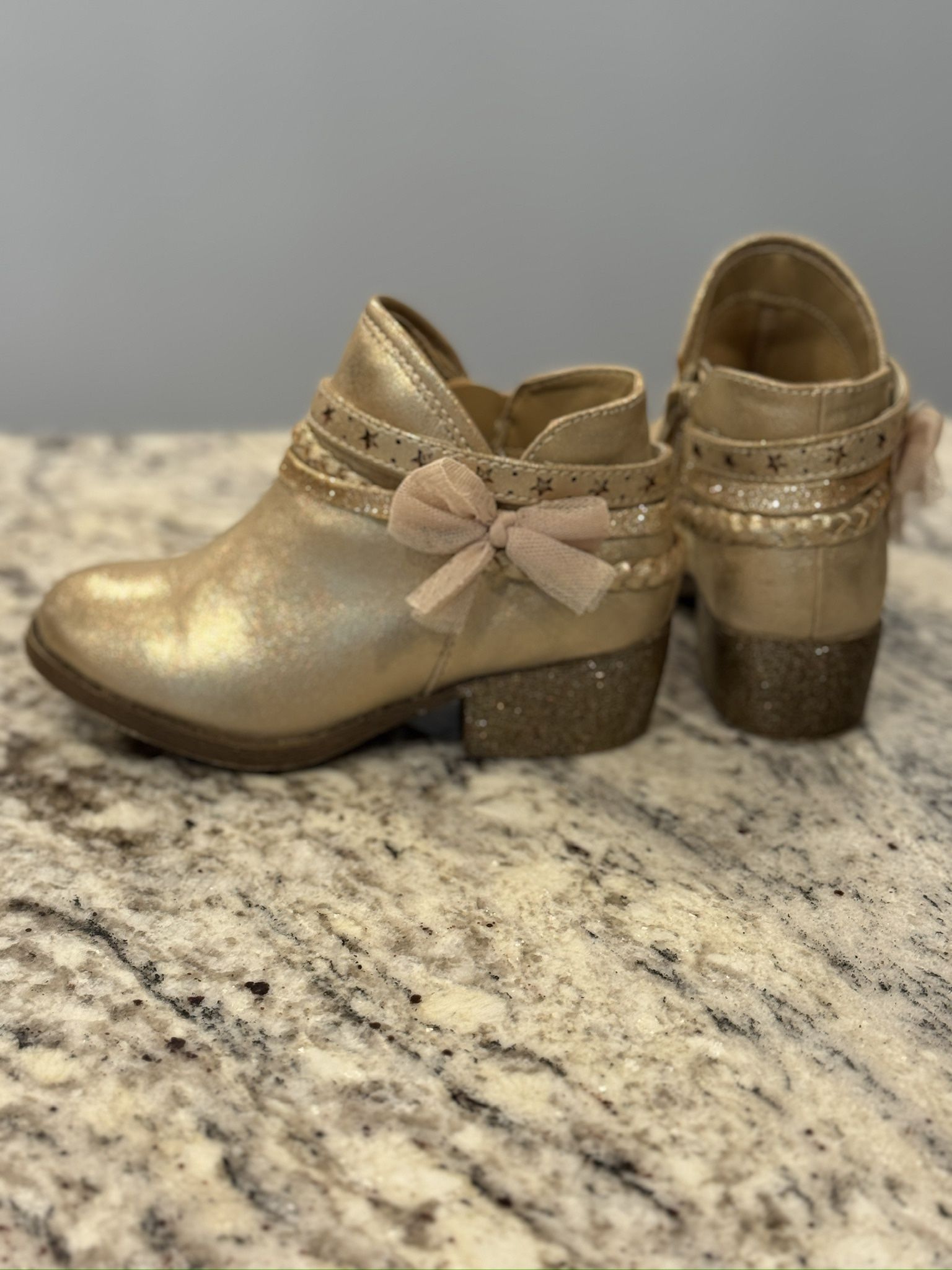 Pop Girls Amalia Metallic Gold Western Ankle Boots - Size 11