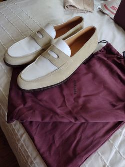 John Lobb " Lopez" Suede Loafers with Leather Panel - Oatmeal/Beige - Size 11