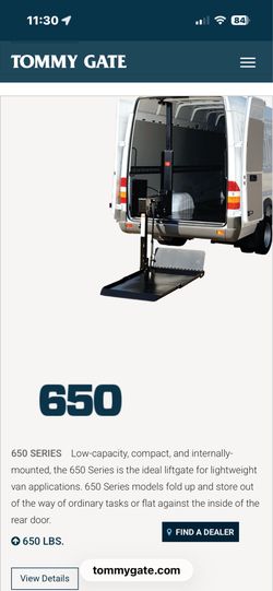 Tommy Gate 650 Cargo Van Internal lift.