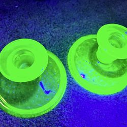 Uranium glass candlestick holders set of 2