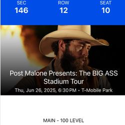 2 Post Malone/Jelly Roll Tickets SEATTLE! Great Seats! 