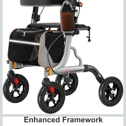 Brand New Rollator Walker W/8” All Terrain Wheels, 18” Padded Seat 6 Adjustable Height levels 350lb wt capacity