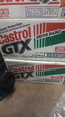 23 Quarts Of Castrol GTX 20W50 Motor Oil Brand New Never Opened