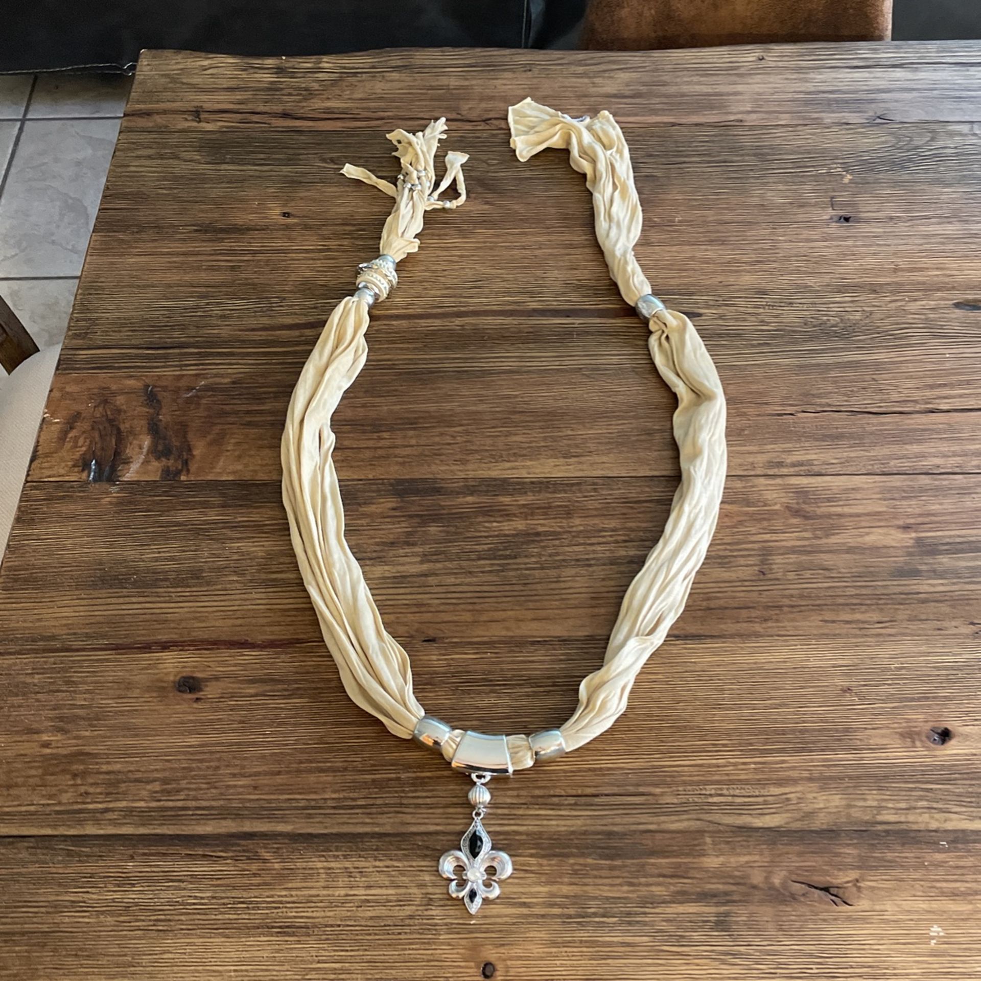 Scarf With Fleur De Lis Pendant, New, $10