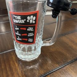 The Ringer Vintage Beer Glass Mug With Bicycle Bell On Handle WORKS!