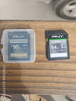 pny  sd card  16 gb and one 64 gb