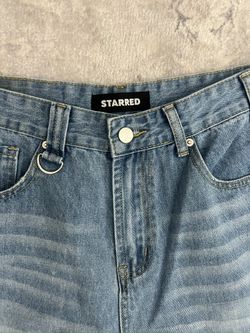 Vintage Starred Light Blue Baggy Denim