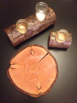 Wood home decor/ candle holder