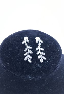 Pandora Dangle Clear stone .925 earrings Estate Jewelry