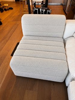CB2 White Bouclé Style Armless Modular Chair