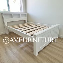 Solid Wood White Full Bed Frame 