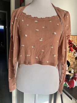 Top Floral Shirt with Cardigan 