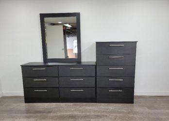 Dresser with Mirror and Chest of Drawers