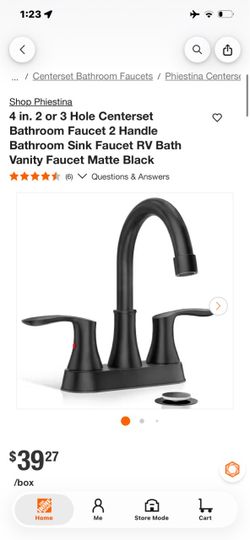 Phiestina Matte Black Centerset Bathroom Faucet