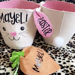 Personalized Easter Bunny Basket & Burlap Bag