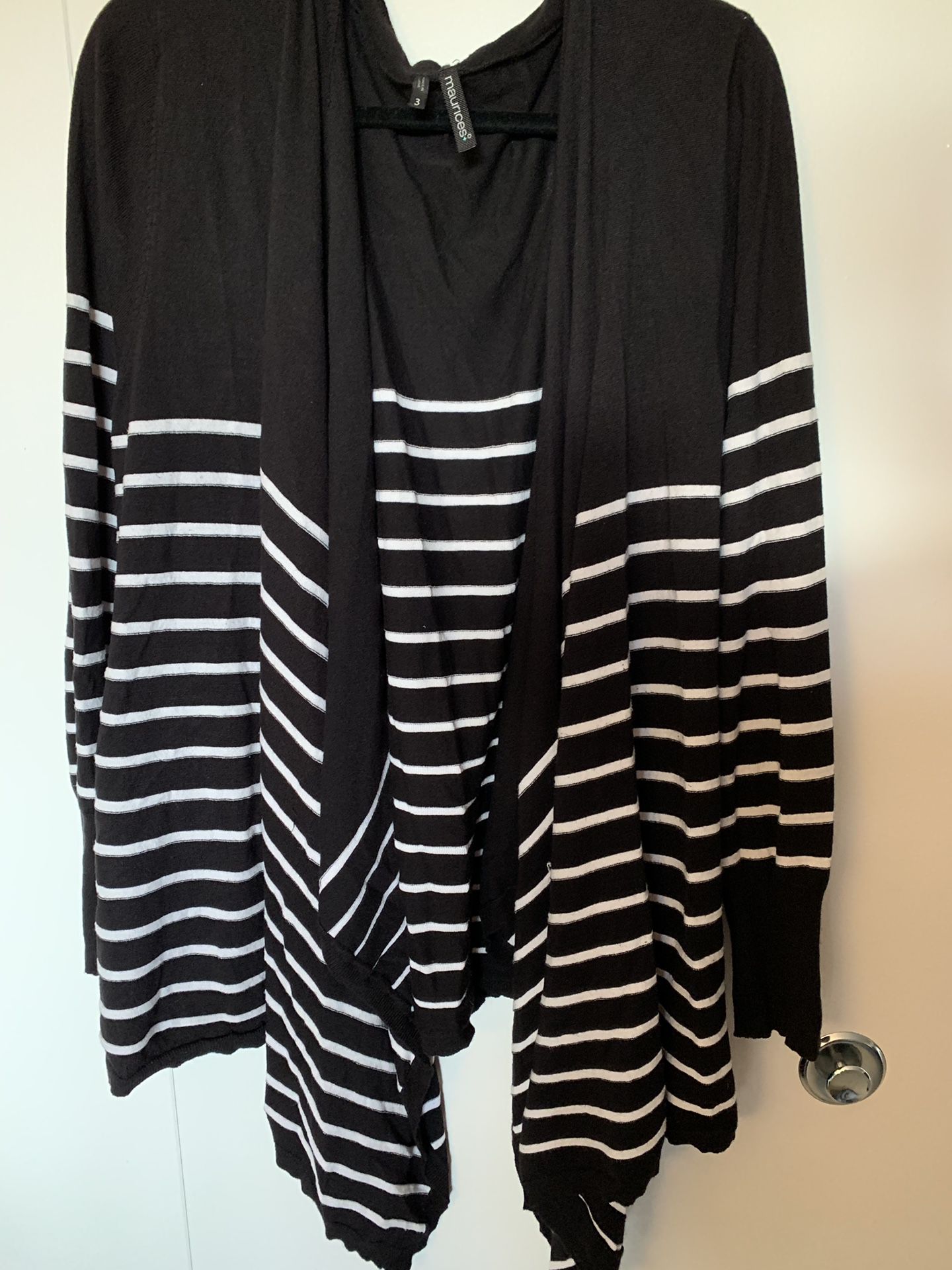 Maurice’s Plus Size black and white striped cardigan