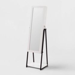 Jewelry Cabinet With Mirror BrightRoom Full-Leng Organizer, MDF, Rectangle, White,60.75” Height, 5 Pieces 