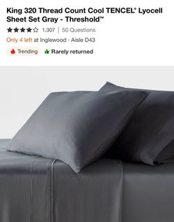 King 320 Thread Count Cool TENCEL® Lyocell Sheet Set Gray - Threshold™