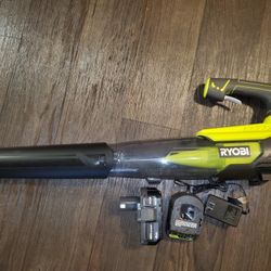 RYOBIONE+ 18V 100 MPH 280 CFM Cordless Battery Variable-Speed Jet Fan Leaf Blower with 4.0 Ah Battery and Charger