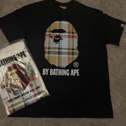 Black and white Burberry bape t shirt