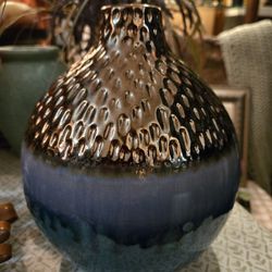 Two One Gold & Blue Pottery Vase