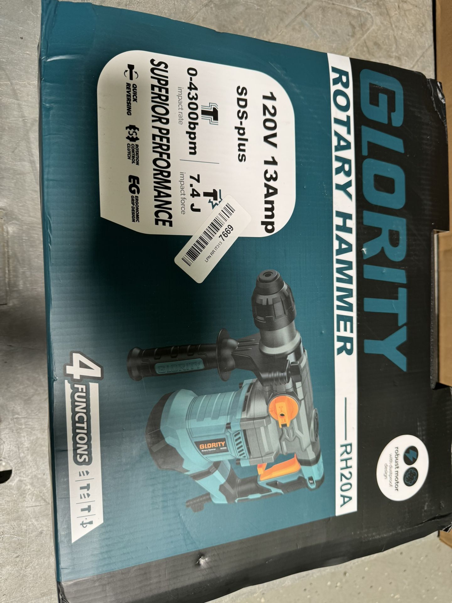 GLORITY 1-1/4 Inch SDS-Plus 13 Amp Heavy Duty Rotary Hammer Drill