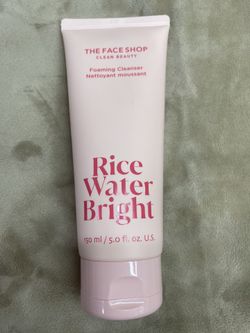 The Face Shop Rice Water Bright Foaming Facial Cleanser with Ceramide, Gentle Face Wash for Hydrating & Moisturizing, Vegan Face Cleanser, Makeup Remo