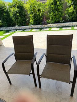 Set of 2 Outdoor Patio Dining Chairs – Metal Frame Sling Chairs