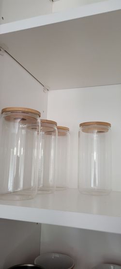 Glass Canisters with Bamboo Lids – Set of 4