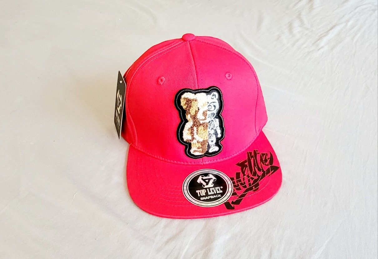 TOP LEVEL RED TEDDY BEAR SNAPBACK HAT