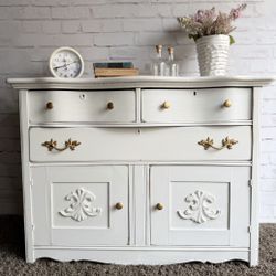 Awesome Shabby Distressed Solid Wood Dresser Cabinet Drawer Shelf Console Credenza Buffet