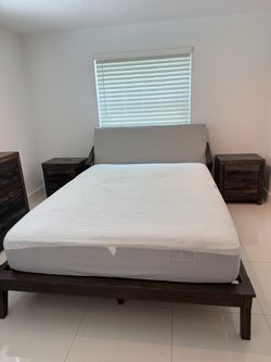 Modern Queen Bed Frame + Mattress – Good Condition