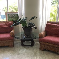 Two Wicker Cushioned Chairs