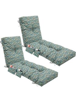 Kigley 2 Pcs Outdoor Chaise Lounge Cushion Pocket, Cyan Paisley, Patterned
Camping Thick Tufted Patio Chair Cushion, Waterproof, Fade Resistant, Remov
