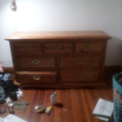 Nice Hardwood Dresser With Matching Headboard 
