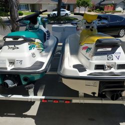 ***2  Nice Jet Skis*** With Double Trailer 