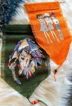 Arts print handmade painting boho style girly wall decor