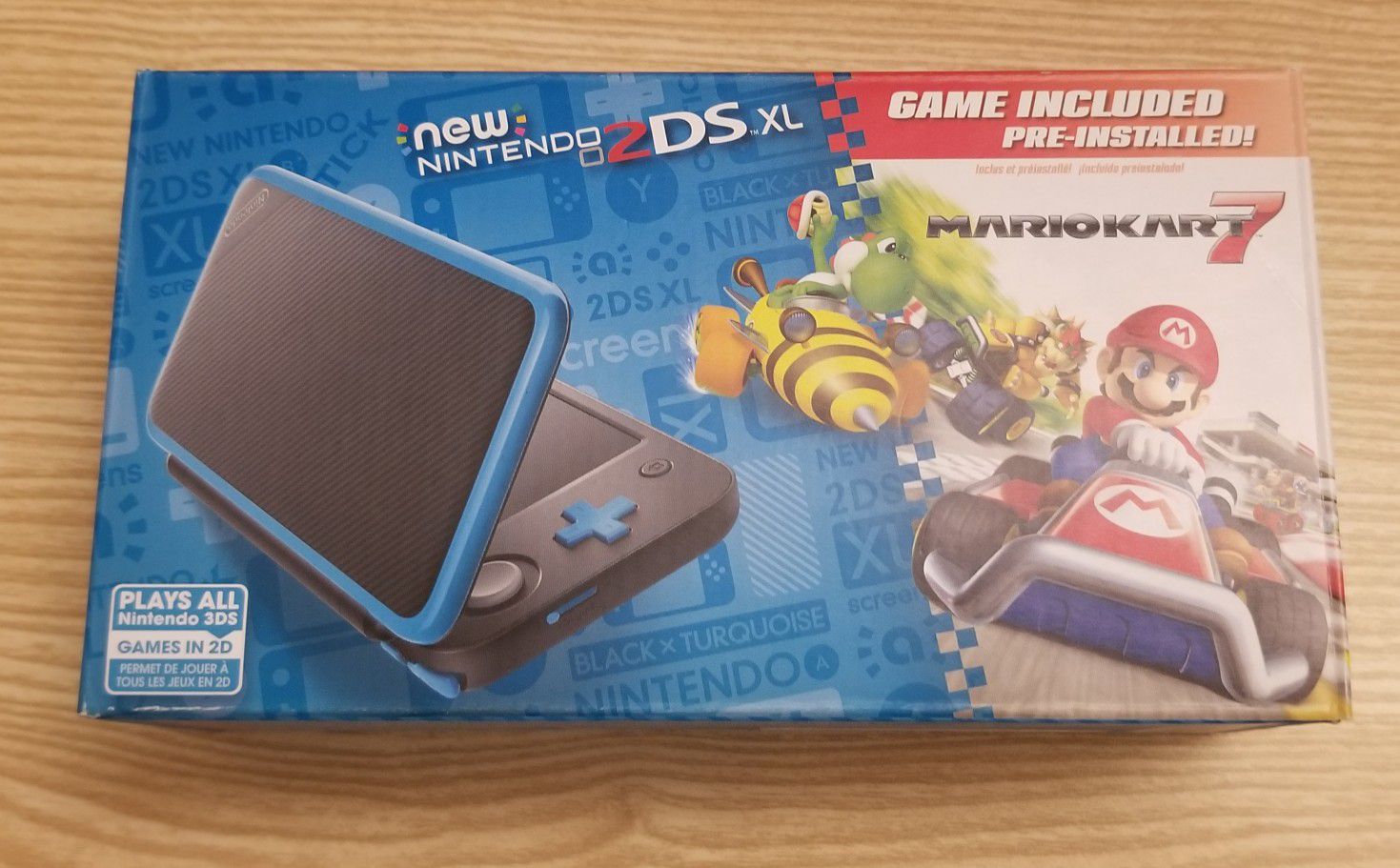 *new* Nintendo 2DS XL Black/Blue, 16gb SD card and 4 games