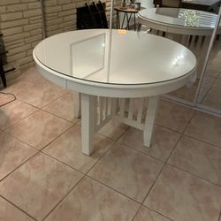 Dining Table Round White Mesa Madera blanca 