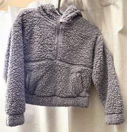 Girls Purple Sherpa Half-Zip Pullover Sweatshirt